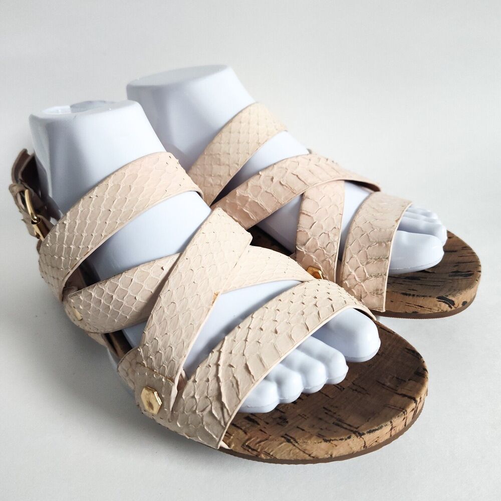 Rebecca Minkoff Pastel Pink Gladiator Sandals Textured Snake Studded Size 6.5‎